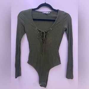 Iris Long Sleeve Front Tie Ribbed Bodysuit